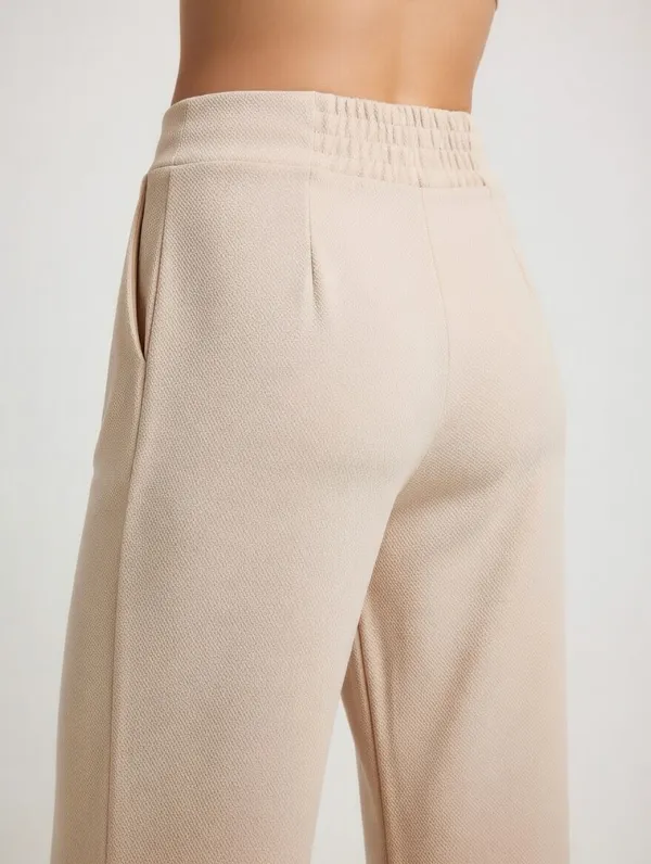 Beige_Polyester_Wide_Leg_Pants_For_Women