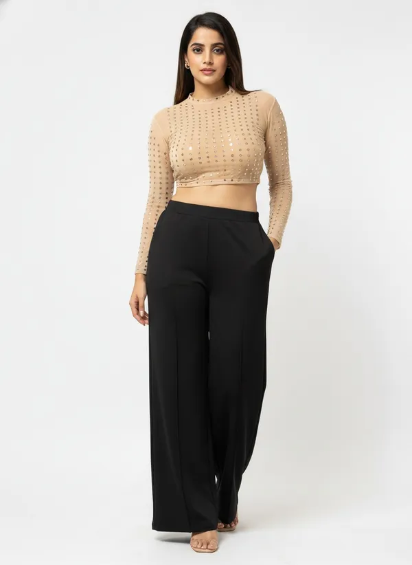 Black_Polyester_Wide_Leg_Trousers_For_Women