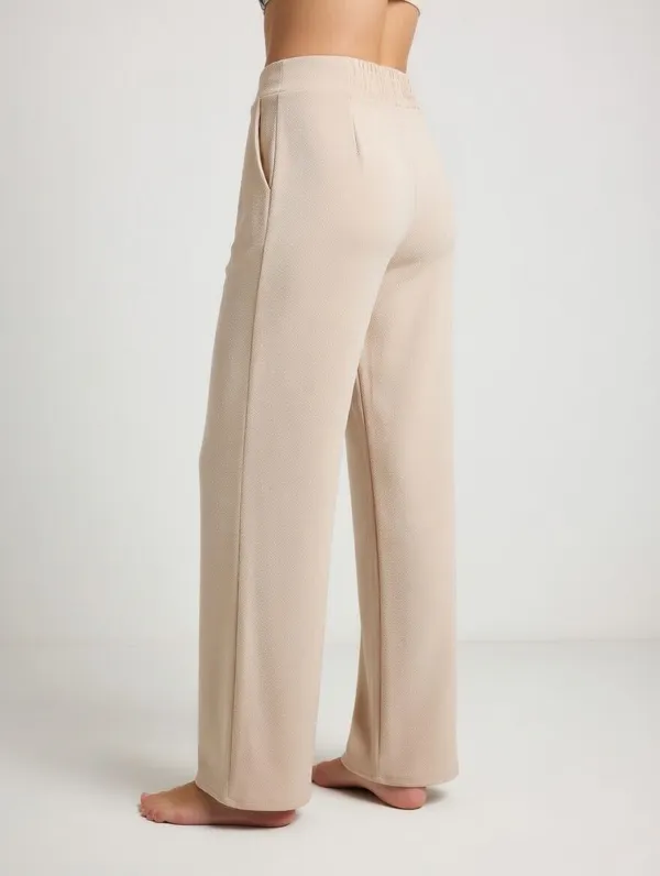 Beige_Polyester_Wide_Leg_Pants_For_Women