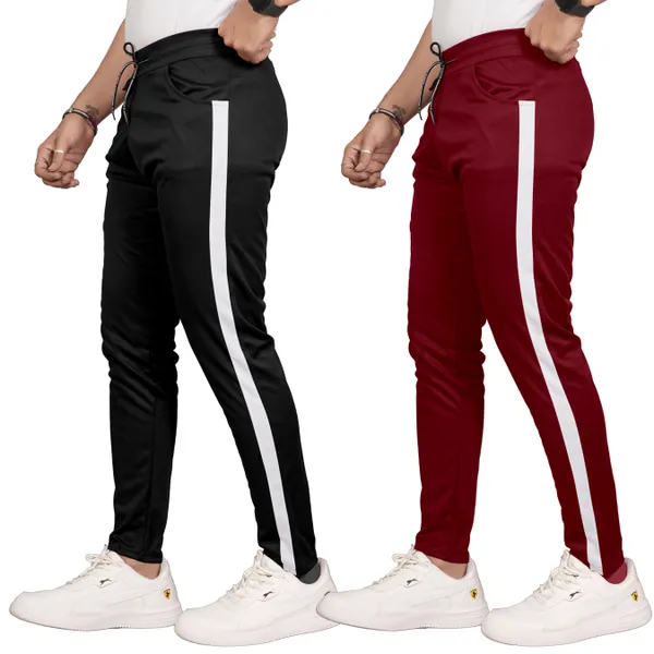 JackMail_Pack_of_2_Men_Solid,_Striped_Black,_Dark_Blue_Track_Pants
