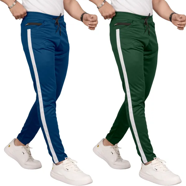 JackMail_Pack_of_2_Men_Solid,_Striped_Airforce,_Green_Track_Pants