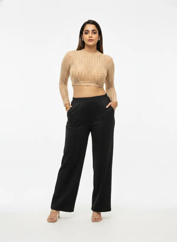 Black_Polyester_Wide_Leg_Trousers_For_Women