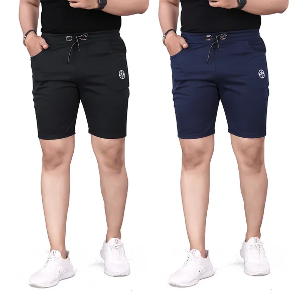 Pack_Of_2_Black_&_Navy_Polyester_Casual_Shorts_For_Men