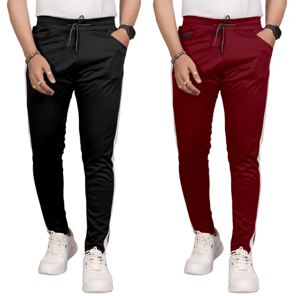 JackMail_Pack_of_2_Men_Solid,_Striped_Black,_Dark_Blue_Track_Pants