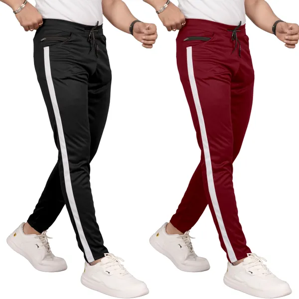 JackMail_Pack_of_2_Men_Solid,_Striped_Black,_Dark_Blue_Track_Pants