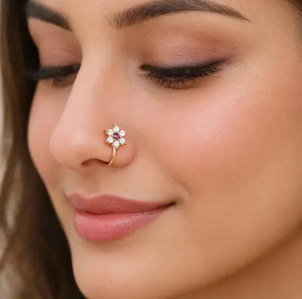 Gold_Plated_Floral_Non-Piercing_Nose_Pin_For_Women