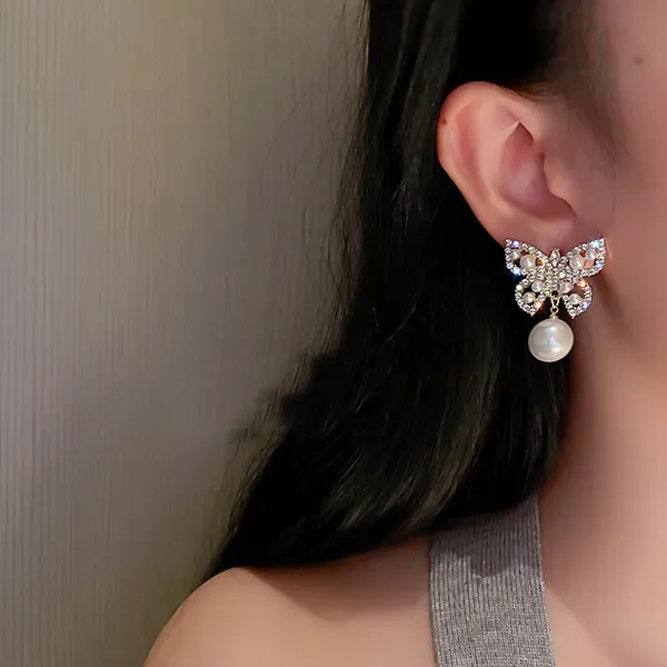 Gold_Metal_Butterfly_Crystal_Pearl_Drop_Earrings_For_Women