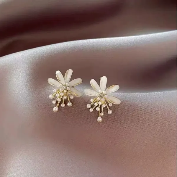 Golden_Gold_Plated_Floral_Simulated_Pearl_Stud_Earrings_For_Women