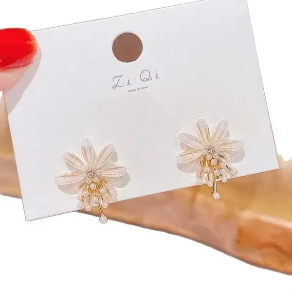 Golden_Gold_Plated_Floral_Simulated_Pearl_Stud_Earrings_For_Women
