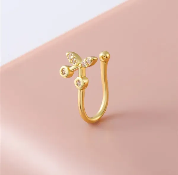 Gold_Rhinestone_Cherry_Design_Non-Piercing_Nose_Pin_For_Women