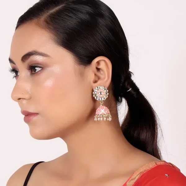 Pink_Brass_Earrings_For_Women
