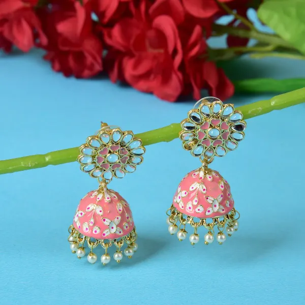 Pink_Brass_Earrings_For_Women