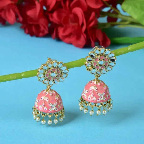 Pink_Brass_Earrings_For_Women
