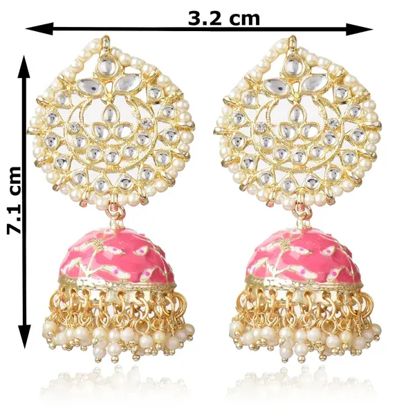 Pink_Brass_Stud_Earrings_For_Women