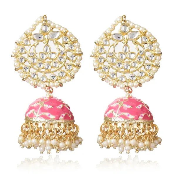 Pink_Brass_Stud_Earrings_For_Women