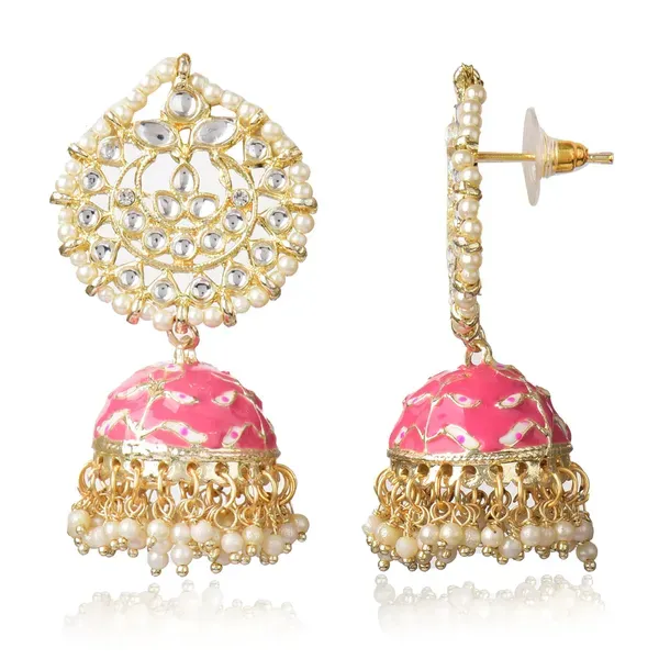 Pink_Brass_Stud_Earrings_For_Women