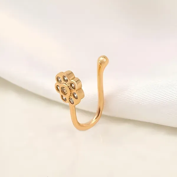 Gold_Plated_Floral_Non-Piercing_U-Shape_Nose_Pin_For_Women