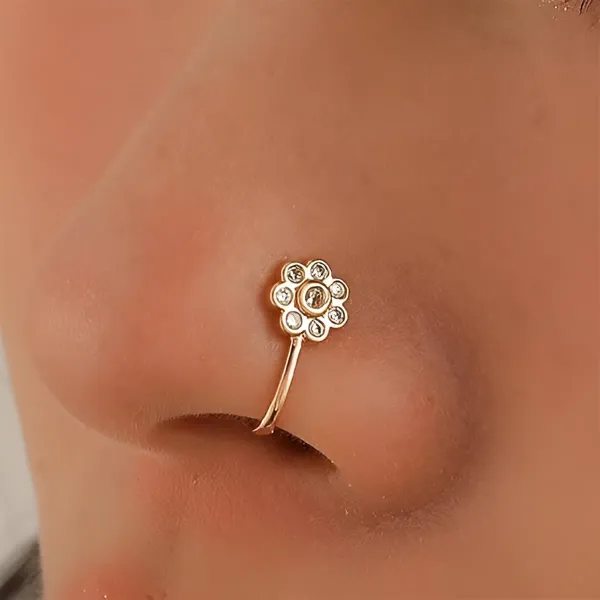 Gold_Plated_Floral_Non-Piercing_U-Shape_Nose_Pin_For_Women