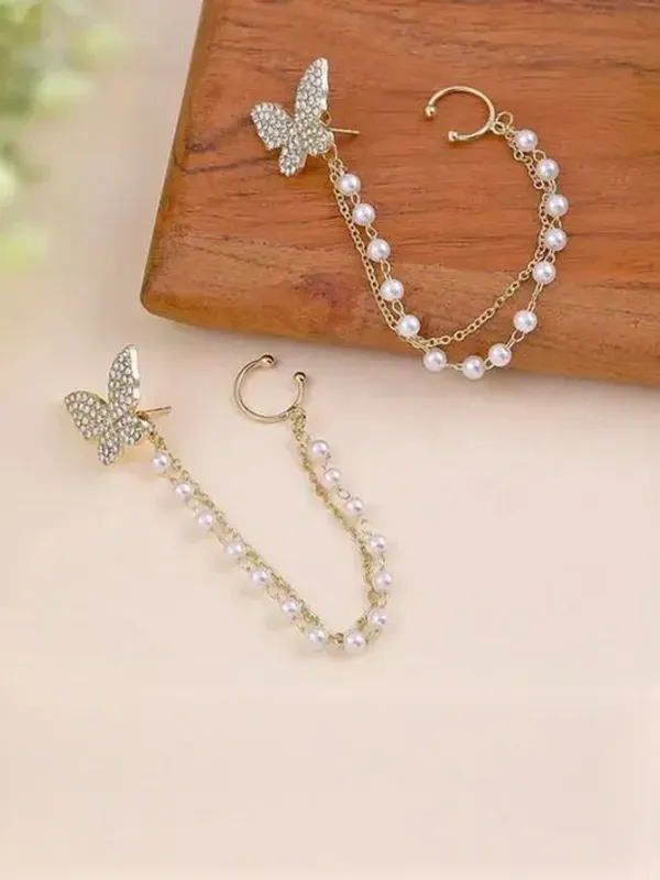 Gold_Plated_Crystal_Butterfly_Stud_Pearl_Beaded_Chain_Ear_Cuff_For_Women_-_Pack_of_3