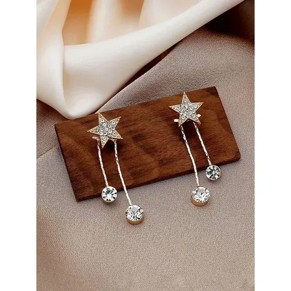 Crystal_Gold_Tone_Star_Rhinestone_Chain_Drop_Earrings_For_Women