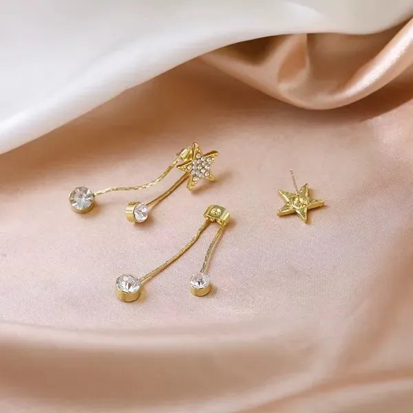 Crystal_Gold_Tone_Star_Rhinestone_Chain_Drop_Earrings_For_Women