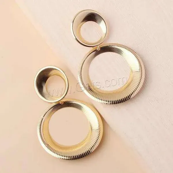 Gold_Plated_Ribbed_Double_Hoop_Drop_Earrings_For_Women
