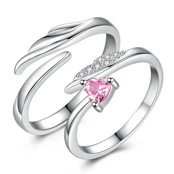 Silver_925_Sterling_Silver_Floral_Couple_Rings_For_Unisex