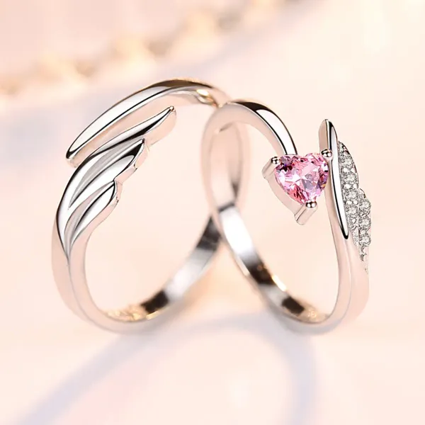 Silver_925_Sterling_Silver_Floral_Couple_Rings_For_Unisex