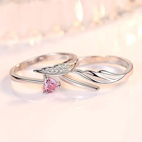 Silver_925_Sterling_Silver_Floral_Couple_Rings_For_Unisex