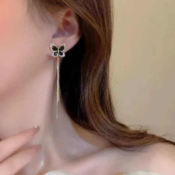 Gold_Tone_Butterfly_Rhinestone_Tassel_Drop_Earrings_For_Women