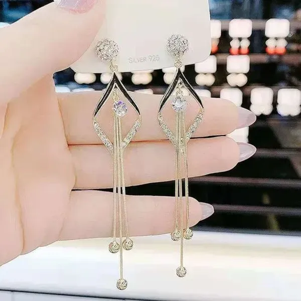 Black_Enamel_Crystal_Rhinestone_Tassel_Drop_Earrings_For_Women