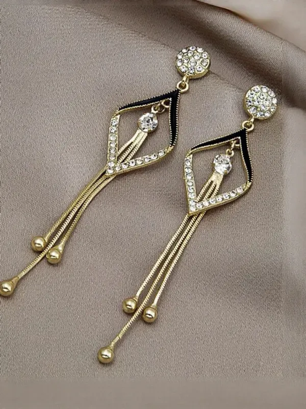 Black_Enamel_Crystal_Rhinestone_Tassel_Drop_Earrings_For_Women