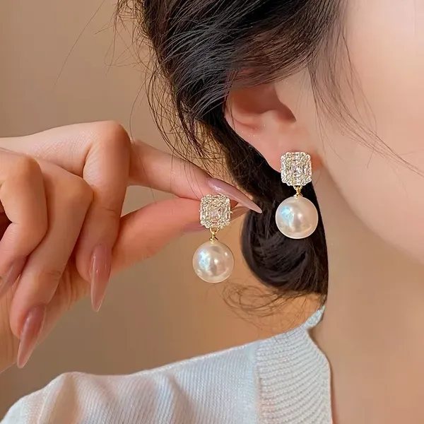 Pearl_Gold_Plated_Cubic_Zirconia_Square_Stud_Drop_Earrings_For_Women