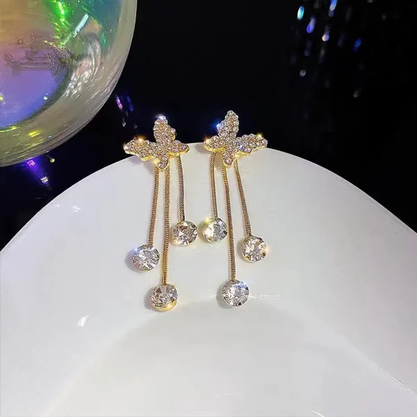Gold_Crystal_Alloy_Butterfly_Tassel_Stud_Earrings_For_Women