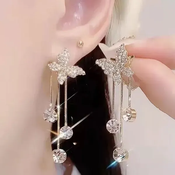 Gold_Crystal_Alloy_Butterfly_Tassel_Stud_Earrings_For_Women