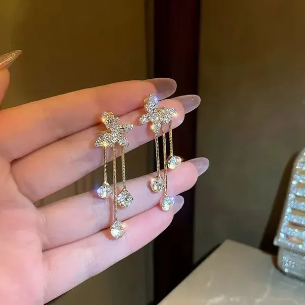 Gold_Crystal_Alloy_Butterfly_Tassel_Stud_Earrings_For_Women