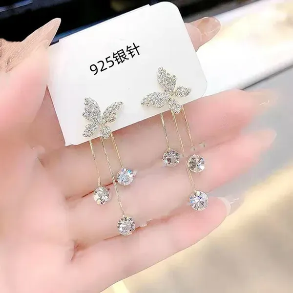 Gold_Crystal_Alloy_Butterfly_Tassel_Stud_Earrings_For_Women
