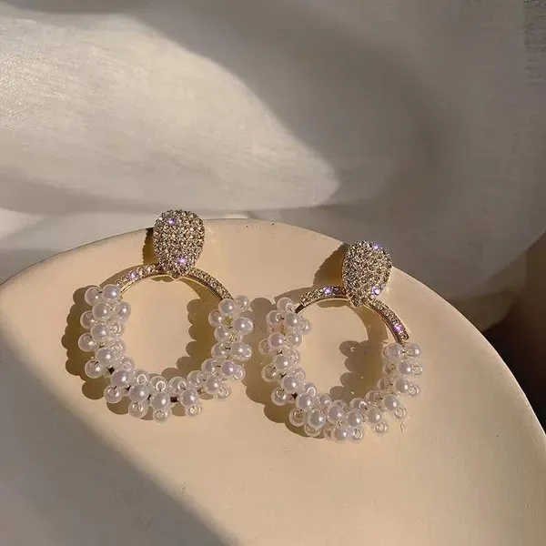White_&_Golden_925_Silver_Earrings_For_Women