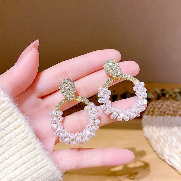 White_&_Golden_925_Silver_Earrings_For_Women