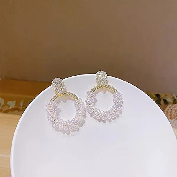 White_&_Golden_925_Silver_Earrings_For_Women