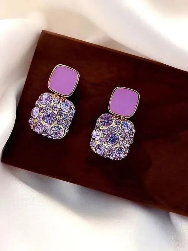 Purple_Crystal_Pave_Square_Drop_Earrings_For_Women