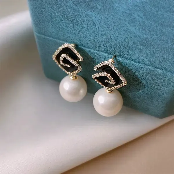 Black_Crystal_Pearl_Drop_Enamel_Square_Top_Earrings_For_Women