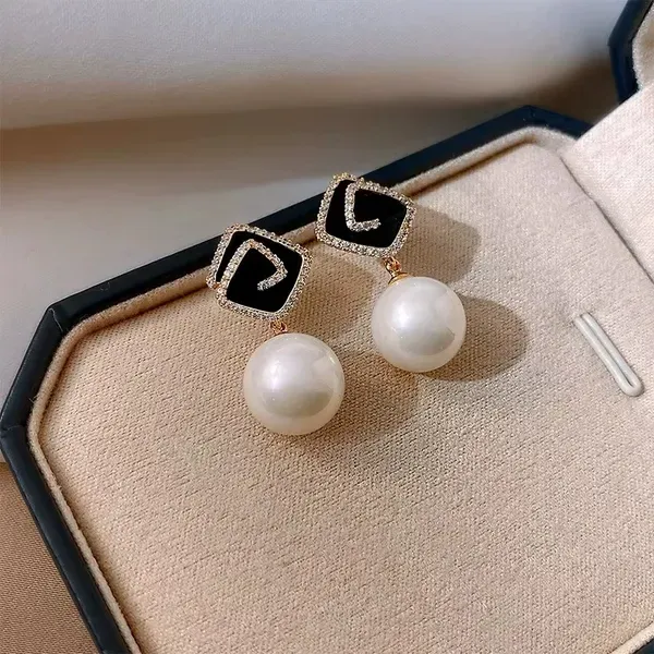 Black_Crystal_Pearl_Drop_Enamel_Square_Top_Earrings_For_Women
