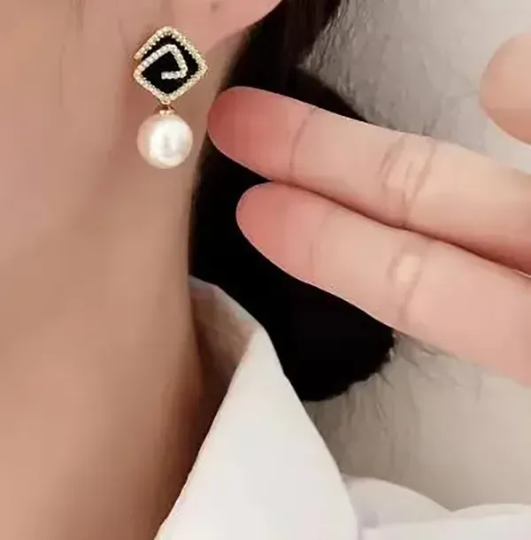 Black_Crystal_Pearl_Drop_Enamel_Square_Top_Earrings_For_Women