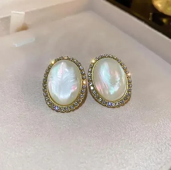 White_Mother_Of_Pearl_Crystal_Halo_Oval_Stud_Earrings_For_Women