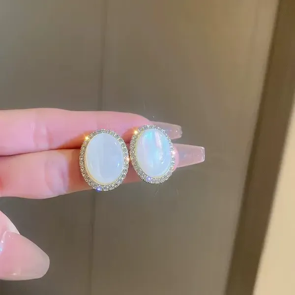 White_Mother_Of_Pearl_Crystal_Halo_Oval_Stud_Earrings_For_Women