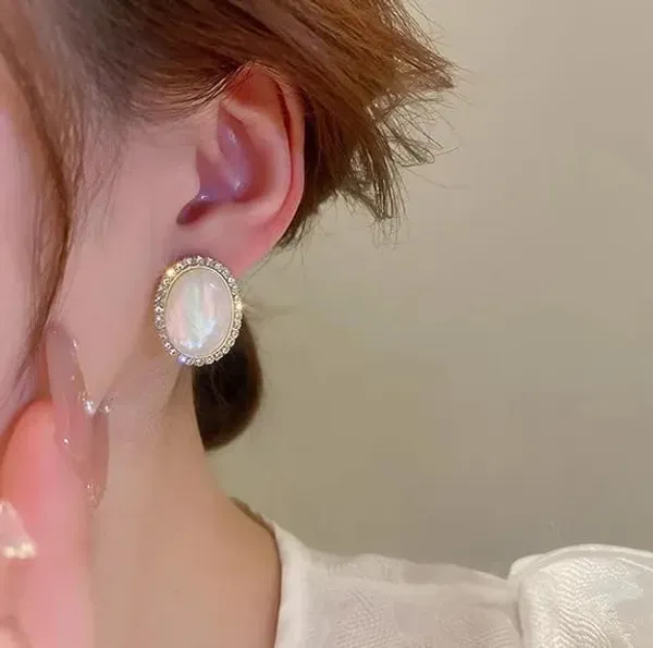 White_Mother_Of_Pearl_Crystal_Halo_Oval_Stud_Earrings_For_Women