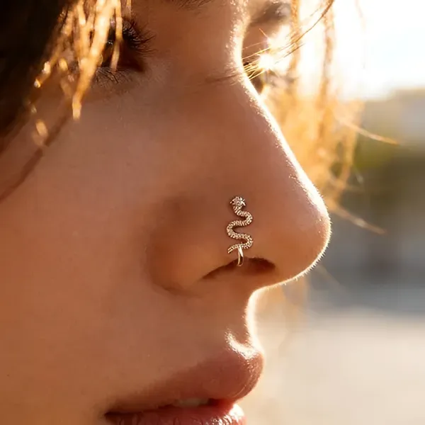 Gold_Tone_Metal_Snake_Style_Non_Piercing_Nose_Pin_For_Women