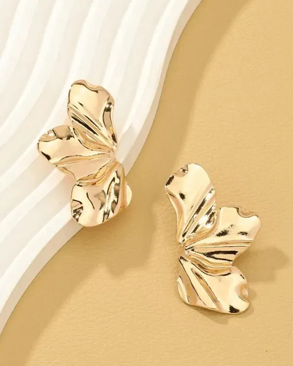 Gold_Tone_Metal_Sculptural_Flower_Petal_Stud_Earrings_For_Women