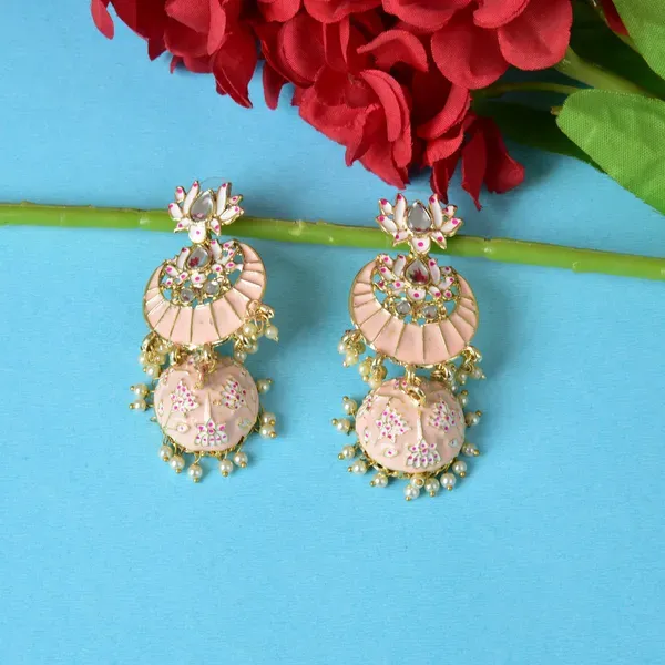 Light_Pink_Brass_Earrings_For_Women